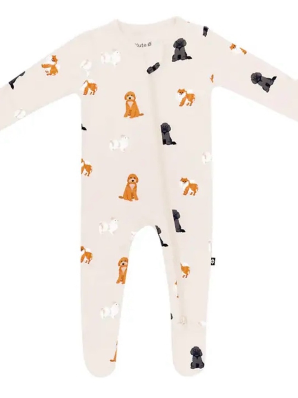 Kyte BABY Cream Footed One-Piece with Dog Print 6-12 months